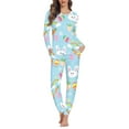 thumbnail image 1 of FKELYI Cute Rabbit Long Sleeve Pjs 2-Pack Easter Eggs Polyester Party Nightwear for Women Size L Leisure Long Sleeve Women Pajama Set, 1 of 4