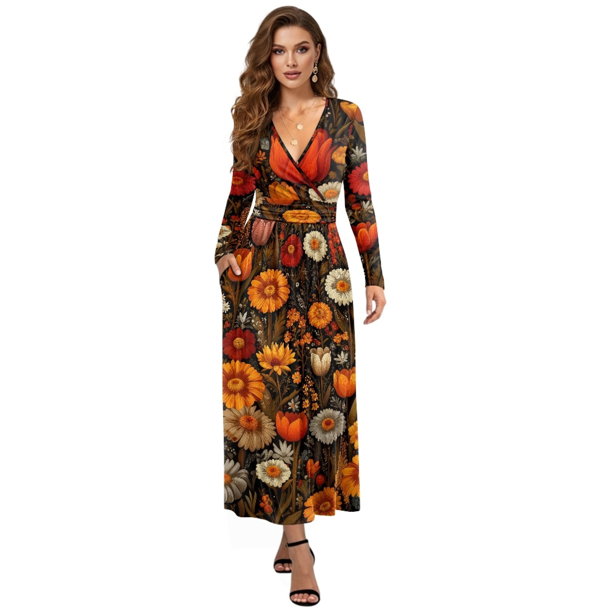 chinese dress ladies Daisy Printed Silk Touch Viscose Dress main image 1
