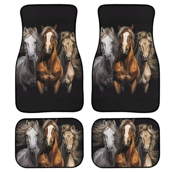 FKELYI Desert Horses Car Floor Mat Car Accessories Universal 2 PCS Front Car Floor Mats + 2 PCS Rear Car Floor Mats Durable Floor Liners for Auto Cars