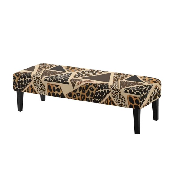 FKELYI Dining Bench Cover with Elastic Band Bench Seat Cushion Covers Geometric Leopard Print Non-Slip Furniture Protector for Hotel Bedroom Living Room