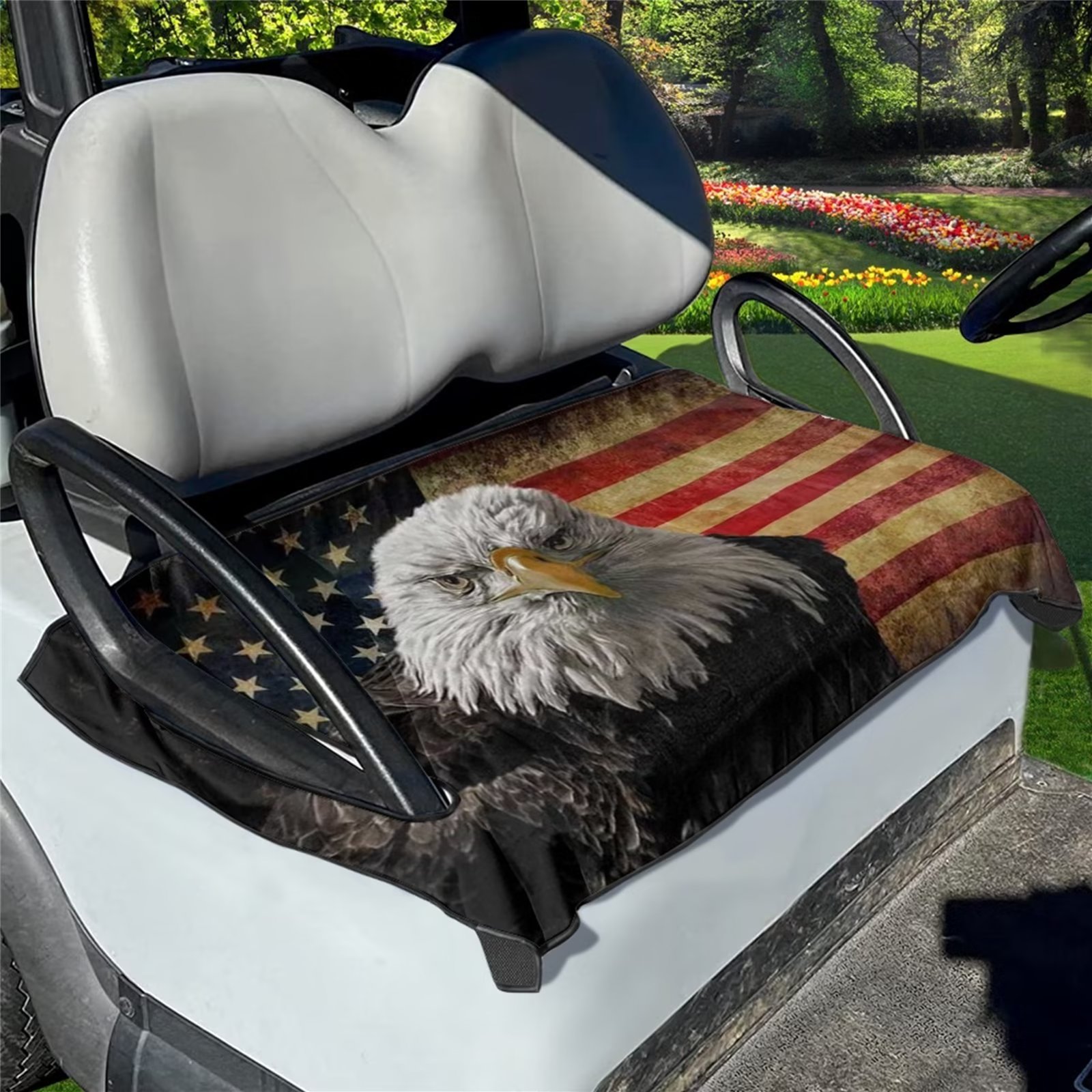 FKELYI Eagle Golf Cart Seat Cover Portable USA Flag Golf Seat Covers