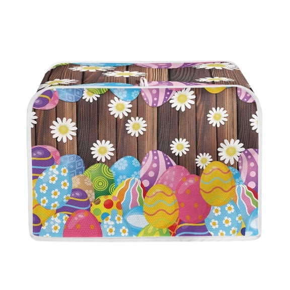 FKELYI Easter Eggs Toaster Covers for Kitchen Wood Daisy Reusable Small Toaster Accessories Decorative Lightweight Toaster Dust Covers 4 Slice Wide Slot