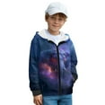 thumbnail image 1 of FKELYI Elephant Purple Cloud Print Zip Up Hoodies for Boys Girls Kids Sweatshirt with 2 Pockets Fleece Hooded Activewear Fall Winter Clothes for Sport Travel, XL, 1 of 6