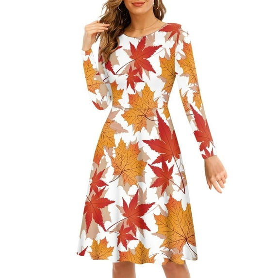 FKELYI Fall Farmhouse Women Dress Size S Leisure Women's Wear to Work Dresses Breathable Women Formal Dresses with Sleeves,Happy Thanksgiving