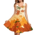 thumbnail image 1 of FKELYI Fall Maple Leaf Sleeveless Dress Size 3XL Breathable Tank Dress for Work Durable Women Swing Skater Midi Dress,Hello Thanksgiving, 1 of 4