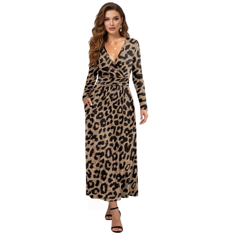 vintage printed v-neck long-sleeve elegant dress Pink Printed V-Neck Long Sleeve Fishtail Vintage Dress, Pink / L main image 0
