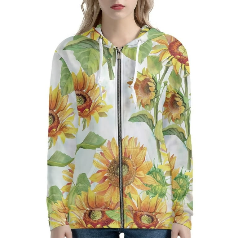 FKELYI Fall Sunflower Zipper Hoodie Size 3XL Comfy Thanksgiving