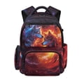 thumbnail image 1 of FKELYI Fire Wolf Print School Backpack for Kids 17 Inch Schoolbag with Multi-Pockets Primary School Bookbag Casual Daypack Lightweight Travel Bag for Boys Girls, 1 of 7