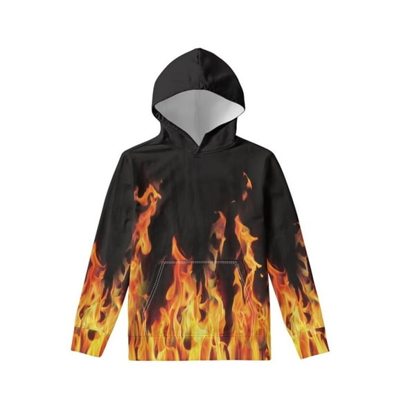 FKELYI Flame Print Cool Sports Hoodie Size 11-13 Years Breathable Going Out Hooded Pullover with Pocket Comfy Youth Boys Sweatshirt with Hoodies for Party