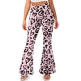 thumbnail image 1 of FKELYI Flare Leggings Bell Bottom Yoga Pants for Women Leopard Love Pink Print Wide Leg Pants Boot Cut Yoga Leggings Split Front High-Waist Sweatpants for Workout Running, XL, 1 of 7