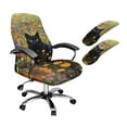 thumbnail image 1 of FKELYI Floral Black Cat Print Office Chair Cover Swivel Chair Protector Cover with 2 Pcs Armrest Covers Anti-Dust Washable Breathable Gaming Chair Slipcover, Small, 1 of 6