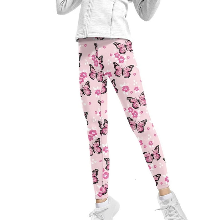 FKELYI Floral Butterfly Girls Leggings Size 4-5 Years Stretchy