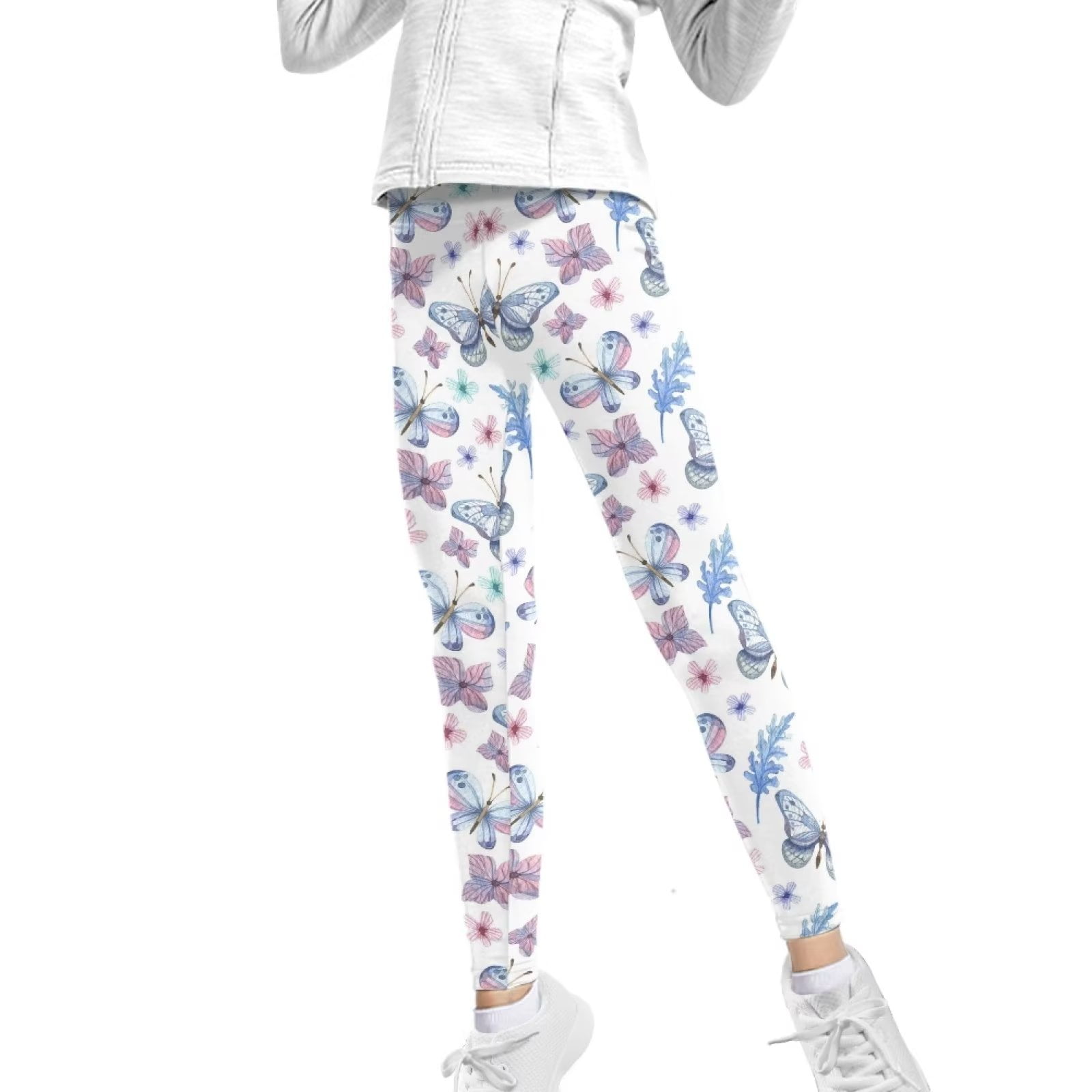 FKELYI Floral Butterfly Kids Leggings Size 10-11 Years Stretchy Playing Yoga  Pants for Girls High Waisted Comfy Travel Tights Aesthetic 