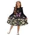 thumbnail image 1 of FKELYI Floral Butterfly Moon Print Ruffle Twirly Dress for Girl Long Sleeve Crew Neck Casual Dress for Party Holiday Spring Fall Playwear for 3-14 Y Girls, 11-12 Y, 1 of 6
