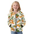 thumbnail image 1 of FKELYI Floral Orange Print Kids Zip Up Hoodies with Pockets Fall Sweatshirt Jacket Girls Winter Top Hooded Activewear Long Sleeve Hoodie for Travel Sport, S, 1 of 6