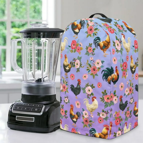 FKELYI Floral Rooster Print Blender Dust Cover Food Processors Dustproof Cover with Handle Water Resistant Anti Splash Stand Mixer Protector for Coffee Maker
