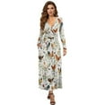 thumbnail image 1 of FKELYI Floral Rooster Print Long Sleeve Maxi Dress for Women V-Neck Soft Casual Dress Flowy A-Line Dresses with Side Pockets for Party Wedding, 3XL, 1 of 6