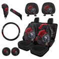 thumbnail image 1 of FKELYI Floral Rose Car Seat Cover 11 PCS Universal Waterproof Automotive Seat Covers & Accessories with Car Cup Coasters+Headrest Covers+Gear Shift Covers+Handbrake Covers+Steering Wheel Covers, 1 of 8