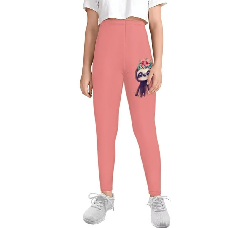 FKELYI Floral Sloth Kids Leggings Size 6-7 Years Comfortable Walking Pink  Active Tights for Girls Quick Drying Yoga Pants High Waisted Butt Lift -  Walmart.com