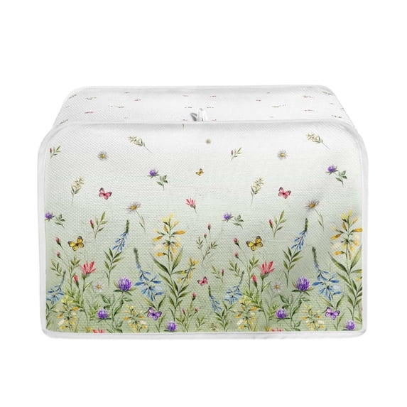 FKELYI Flower Butterfly Toaster Covers Waterproof Toaster Covers 4 Slice Wide Slot Large Foldable Stain Resistant Bread Machine Cover