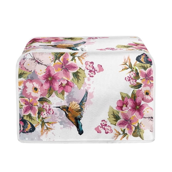FKELYI Flower Hummingbird Toaster Cover Foldable Toaster Covers 4 Slice Washable Anti Fingerprint Wide Slot Bread Maker Covers