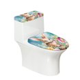 thumbnail image 1 of FKELYI Flower Rabbit Toilet Lid Cover 2-Piece Washable Toilet Lid and Tank Cover Set Wear-Resistant Toilet Top Cover Tank Lid,Happy Easter, 1 of 6