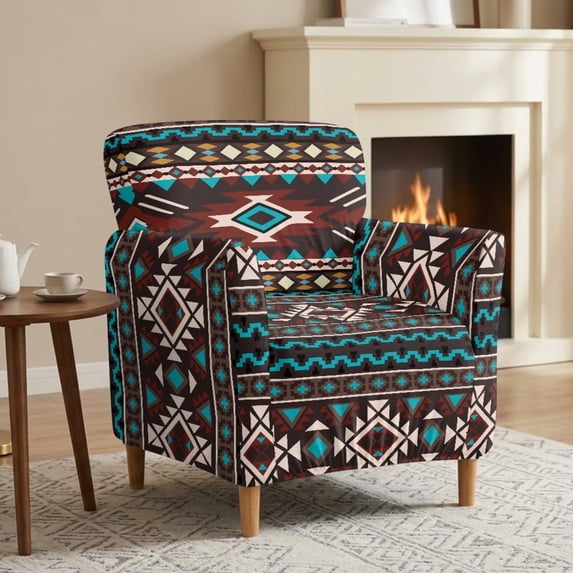 FKELYI Geometric Print Armchair Slipcover Stretch Couch Sofa Cover with Elastic Bottom Furniture Protector for Living Room Office Reception Reading Sofa