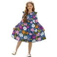 thumbnail image 1 of FKELYI Girls Long Sleeve Dress Fall Ruffled Patchwork Dress Crewneck Playwear Hippie Flower Leaf Print A Line Pleated Tiered Dresses for Party Birthday, 7-8 Y, 1 of 6