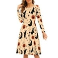 thumbnail image 1 of FKELYI Gothic Bats Women Dress Size S Soft Halloween Pumpkins Women Dress Long Sleeve Casual Elastic Women Dress Long Sleeve Party, 1 of 4