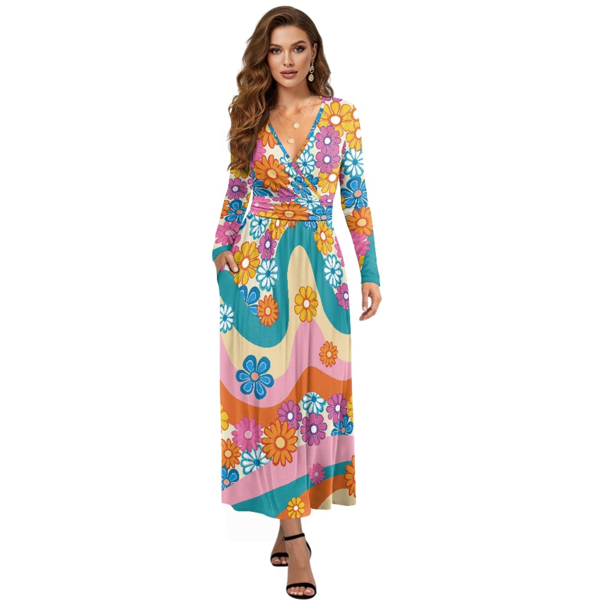 long flowy hippie dresses Women’s Boho Hippie Purple Maxi Dress – Fall Beach Dress main image 0