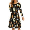 thumbnail image 1 of FKELYI Halloween Pumpkin Women Dresses Size S Moon Ghost A Line Skater Casual Twirly Dress Loose Swing Party Dress Knee Length, 1 of 4
