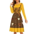 thumbnail image 1 of FKELYI Harvest Sunflower Women Dresses Stretchy Long Sleeve Dress for Women Wedding Guest Soft Thanksgiving Fall Long Sleeve Pleat Dress Size 3XL, 1 of 4