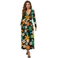 thumbnail image 1 of FKELYI Hippie Flower Print Women's Fall Long Sleeve Dress Casual Maxi Dress with Pocket Flowy Tiered Waist Long Dresses for SSpring Winter, XL, 1 of 6
