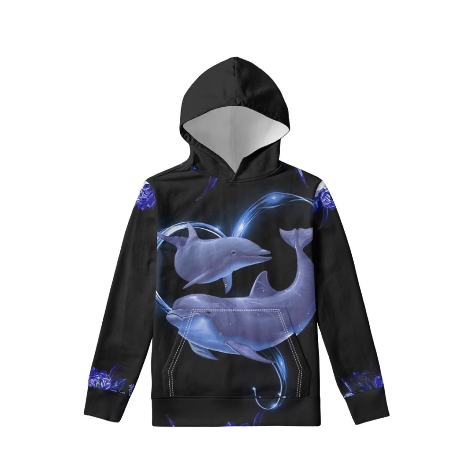 FKELYI Hoodies with Heart Shape Dolphin for Teen Boys Lightweight Casual  Party Pullover Sweater for Children Elastic Round Neck Sweatshirt Size 14-16  Years 