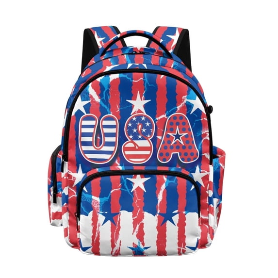 FKELYI July 4th USA Star Print School Backpack for Kids 17 Inch Bookbag Lightweight Backpacks for Boys Girls Casual Daypack with Multi-Pockets Rucksack