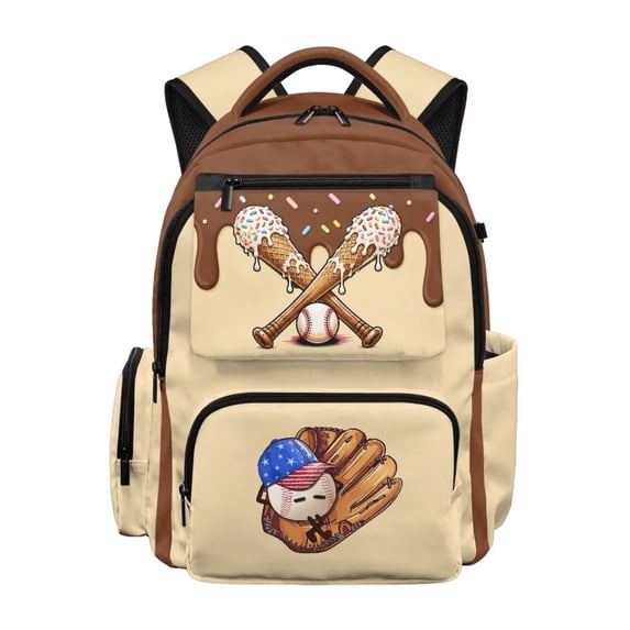 FKELYI Kids Backpack for Boys Girls Schoolbag Baseball Chocolate Drip Print 17 Inch School Bookbag with Multi-Pockets Daypack Lightweight Knapsack Rucksack for Outdoor