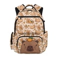 thumbnail image 1 of FKELYI Kids Backpack for Elementary Student 17 Inch Schoolbag Cartoon Capybara Love Orange Print Spacious Bookbag with Multi-Pockets Lightweight Casual Daypack Rucksack, 1 of 7