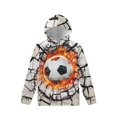 thumbnail image 1 of FKELYI Kids Hoodies with Cracked Bricks & Fire Soccer Size 8-10 Years Durable Runing Hooded Sweatshirt Stretchy Sports Crew Neck Pullover for Teen Boys, 1 of 5