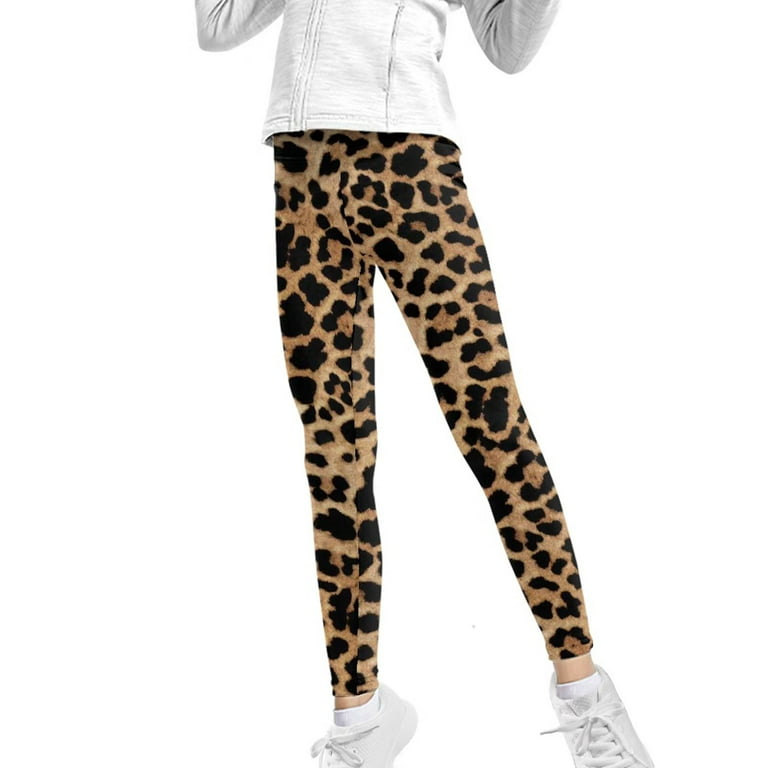 FKELYI Kids Leggings for Teen Girls Size 6-7 Years Stretchy Leopard Print  Party Yoga Pants High Waist Cool Durable Outdoor Activities Active Tights 