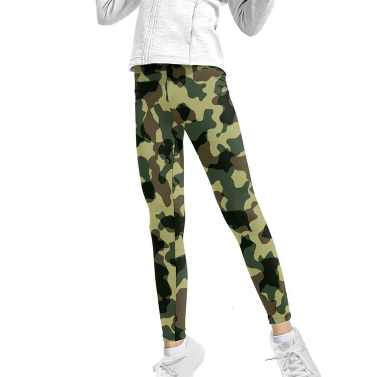 FKELYI Kids Leggings with Camo Hunting Army Size 10-11 Years Breathable  Hiking Girls Tights Durable Travel Yoga Pants High Waisted