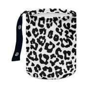 FKELYI Leopard Print Car Trash Can Accessories Waterproof Storage Organizer Bag for Most Cars SUVs Foldable Auto Waster Container with Adjustable Buttons