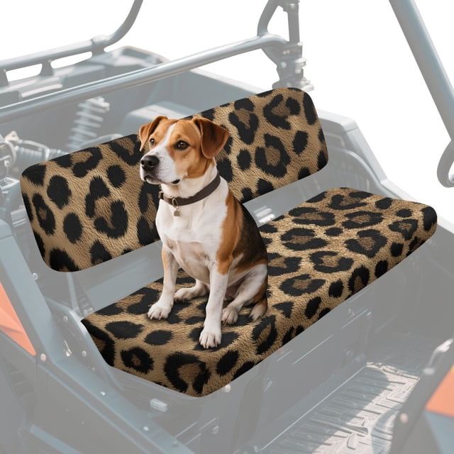 FKELYI Leopard Print Mule Bench Seat Cover 2 Pcs Set Dustproof UTV Seat Cover Compatible with Kawasaki Mule 600/610 Anti-Scratch Seats Protector Decor
