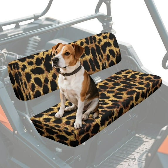 FKELYI Leopard Print UTV Seat Covers Full Protection Anti-Dust Bench Seat Cover with Elastic Band Backrest Cover Waterproof Decor UTV Accessories