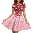 thumbnail image 1 of FKELYI Love Butterfly Short Sleeve Dresses for Valentine's Day Breathable Short Sleeve Dress for Women Midi Lightweight Swing Skater Dress Size 2XL, 1 of 5