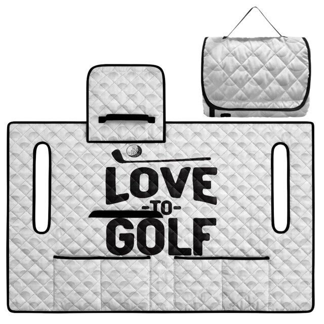 FKELYI Love To Golf White Print Golf Cart Accessories Portable Cart Seat Cover Cushion Protector Foldable Carts Cushion Towel Blanket for EZGO Yamaha Carts