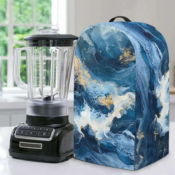 FKELYI Marble Blue Gold Print Blender Dust Cover with Handle Anti Splash Water Resistant Blender Mixer Protector Covers for Kitchen Appliance Dustproof Cover