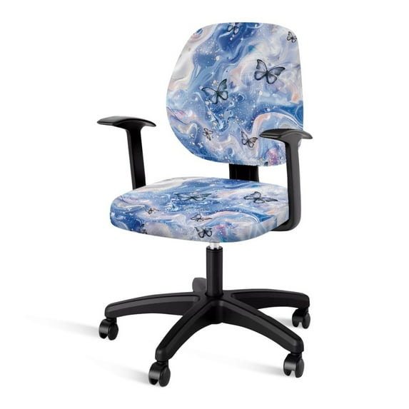 FKELYI Marble Texture Butterfly Print Office Chair Slipcover Pack of 2 Stretchable Computer Chair Protective Cover Desk Chair Cover Elastic Fabric Chair Cover for Decoration