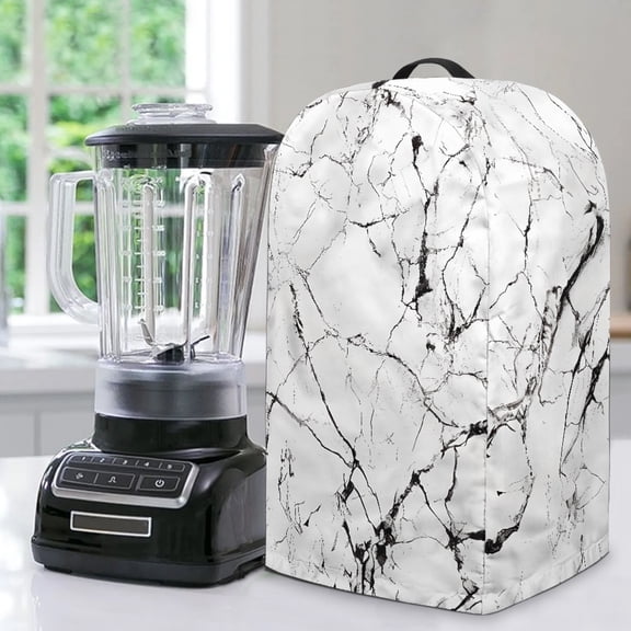 FKELYI Marble White Black Print Blender Dust Cover Anti Fingerprint Splash Blender Dustproof Cover with Handle Food Processors Protective Covers for Kitchen Appliance
