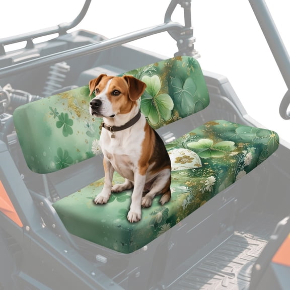 FKELYI Mule Bench Seat Cover 2 Pcs UTV Seat Cover Compatible with Kawasaki Mule 600/610 Green Shamrock St.Patrick's Day Love Print Anti-Scratch Seats Protector Decor