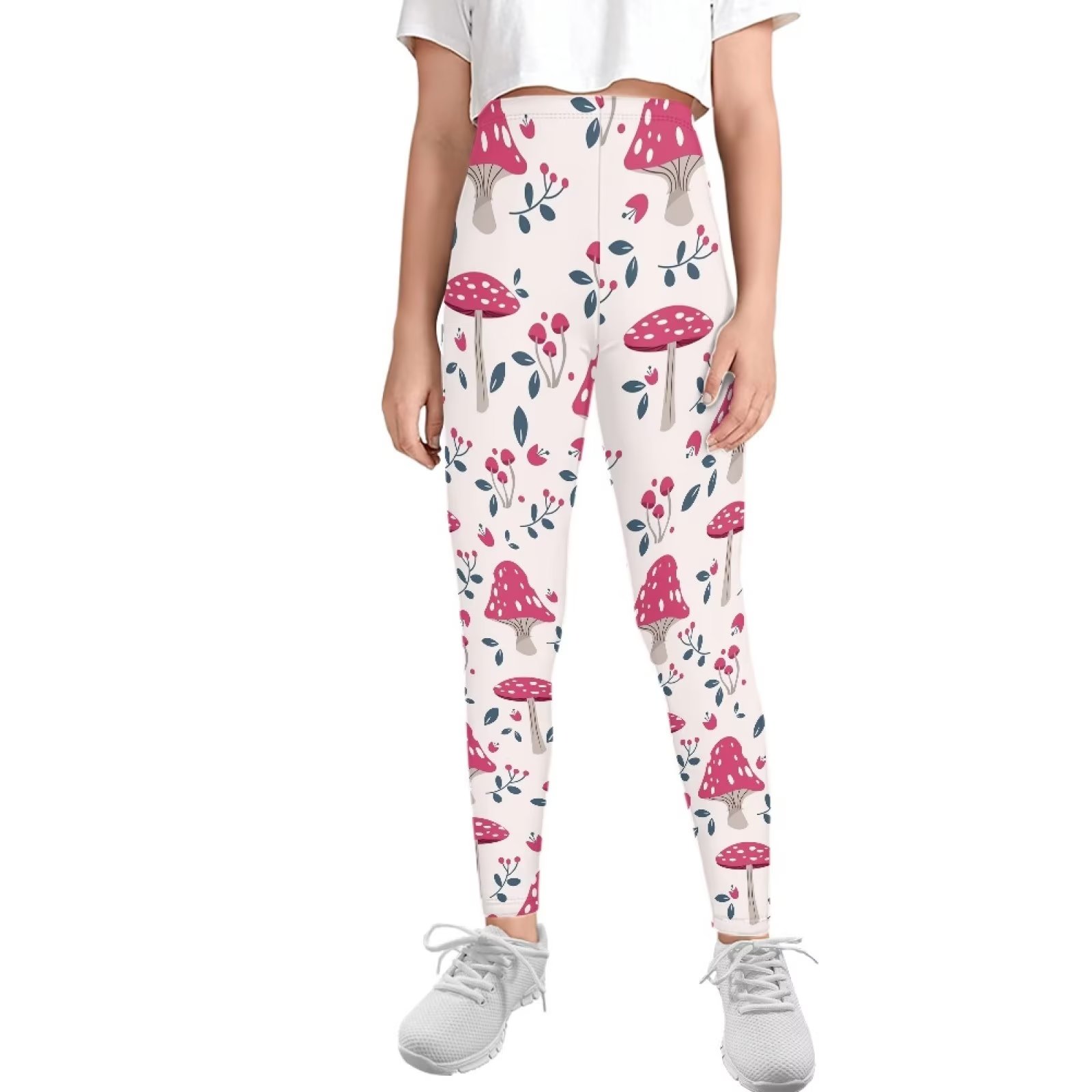 FKELYI Mushroom Leaf Girls Leggings Size 1011 Years Comfortable Going